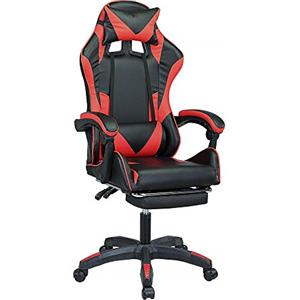 BAKAJI Sedia Poltrona Gaming Reclinabile in Ecopelle con Poggiapiedi, Cuscino Lombare e Poggiatesta, Rotazione 360° e Altezza Regolabile