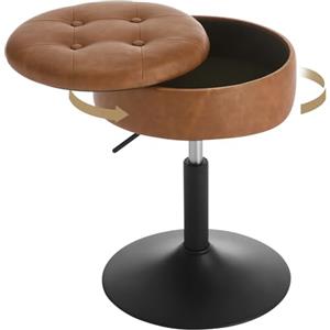 WOLTU Sgabello da Trucco, Sedia con Contenitore, in Velluto, Marrone