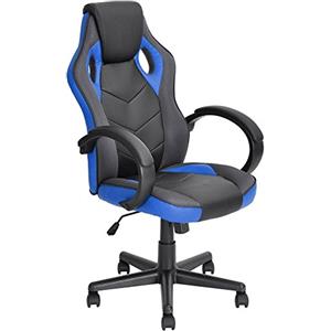 BAKAJI Sedia Gaming Poltrona da Ufficio Direzionale Ruote Girevole Sportiva Racer Direzionale Office Racing Presidenziale Casa Studio Sedia Da Scrivania Uffici Altezza Regolabile (Blu)