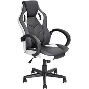 BAKAJI Sedia Gaming Poltrona da Ufficio Direzionale Ruote Girevole Sportiva Racer Direzionale Office Racing Presidenziale Casa Studio Sedia Da Scrivania Uffici Altezza Regolabile (Bianco)