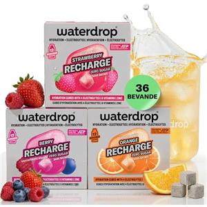 waterdrop MICRODRINK waterdrop® Elettroliti 36 Cubetti per Acqua - Insaporitore Acqua Senza Zucchero con Magnesio, Calcio, Zinco e Altri Elettroliti - Multivitaminico per Sport, Running e Recupero Sali Minerali