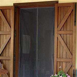BAKAJI Zanzariera Magnetica per Porte Universale 90 x 210 cm con Magneti per Chiusura Automatica Semplice, Tenda per Porte Anti-Insetti, Mosche, Api, Resistente Alte e Basse Temperature (Nero)