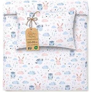 Totsy Baby Copripiumino lettino neonato 90x120 cm - Cotone parure di copripiumini bambino e bambina per culla Set lenzuolo per piumino 90 x 120 cm con federe 60 x 40 cm Oeko-Tex