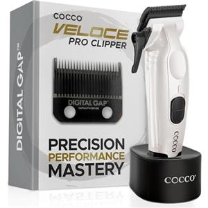 Cocco® Veloce Pro Clipper Collection: tagliacapelli di precisione per professionisti - lama conica in grafene Ambassador Digital Gap™, motore CC ad alta coppia, interamente in metallo, senza fili