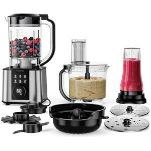 Klarstein Verosteel Robot da Cucina con Frullatore - Robot da cucina multifunzione da 1200 W, ciotola da 2 L, frullatore da 1,75 L, 10 velocità, 6 programmi, spremiagrumi e tritacarne