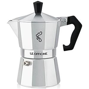 BAKAJI Caffettiera Amika in Lega di Alluminio Macchinetta Caffe Moka con Filtro Microforato Valvola Anticalcare e Becco Antigoccia Colore Silver Accessori Cucina (3 Tazze)