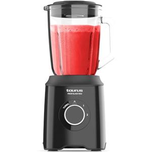 Taurus - Frullatore per bicchiere Prior Glass 1500 W | 2 velocità + TURBO | Lame 4 lame estraibili | 2 velocità + TURBO | Design nero elegante | Sicurezza antiscivolo | BPA Free