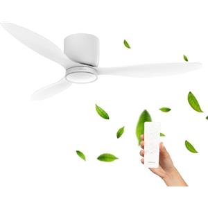 Mellerware - Ventilatore da soffitto Brizy Bright Minimal da 40 W con telecomando | 6 velocità | Ultra silenzioso | 3 lame diametro 132 | Funzione Estate-Inverno | Timer | LED