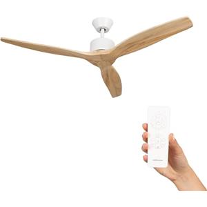 Mellerware - Ventilatore da soffitto con telecomando Brizy! | Potenza 45 W | Ultra silenzioso | 3 pale | Diametro 132 cm | 6 velocità | Timer | Legno Chiaro