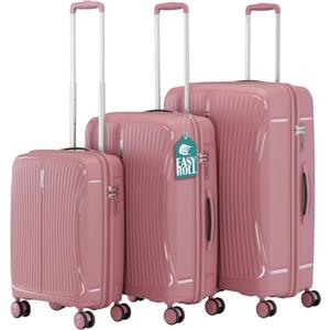 PROVITERA Set 3 Valigie Rigide in ABS, Valigia Rigida 38-59 - 90 Litri, Manico Telescopico, Ruote Easy Roll, Trolley Resistente e Leggero da Viaggio, Bagaglio a Mano (Rosa)