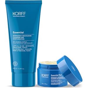 Korff, routine detersione ed esfoliazione, con Essential Latte Viso All in One e Maschera Micropeeling