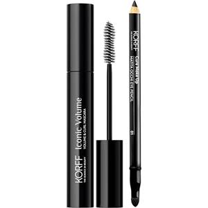 Korff, routine sguardo definito e ciglia volumizzate, con Iconic Volume Mascara e Matita Occhi Cure Make-up Nera