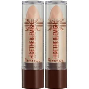 Rimmel London Correttore Hide The Blemish, Stick Copri Occhiaie, Rossori e Imperfezioni, 004 Natural Beige, 4.5 g (Confezione da 2)