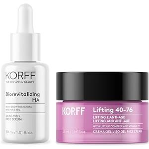 Korff, routine pelle levigata e luminosa, con Lifting Crema Viso Gel e Siero Biorevitalizing HA