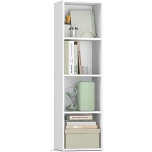 VASAGLE CUSTOS Collezione - Libreria, Scaffale Libreria a 4 Ripiani, Scaffale Portaoggetti Aperto, 24 x 30 x 106 cm, per Soggiorno Studio Sala da Pranzo, Bianco Nuvola LBC434W01