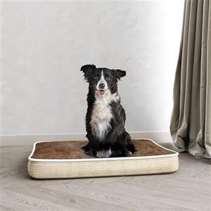 Italian Bed Linen Cuscinone 4 stagioni per cani e gatti, cuscino sfoderabile con zip e lavabile - Letto imbottito, cuccia in pile per l'inverno e tessuto waterproof per l'estate - 89x65 cm TORTORA