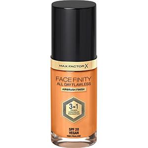 Max Factor Fondotinta Facefinity All Day Flawless - Correttore, Fondotinta liquido e primer viso 3-in-1, Formula vegan, Copertura modulabile, Tenuta fino a 30 ore, SPF20 - N88 Praline, 30 ml