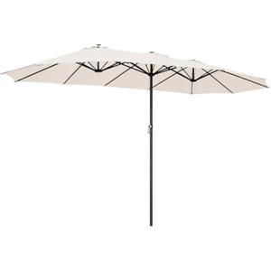 BAKAJI Ombrellone Doppio da Patio Rettangolare con Sistema di Apertura e Chiusura Manovella, 3 Tettucci Poliestere Anti UV e Impermeabile, Ideale per Giardino, Esterno, Bistrot, Bar (4,5 x 2,7 Metri)