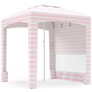 HOMASIS Tenda da Spiaggia Portatile 1,8 x 1,8 m, Parasole Spiaggia con Protezione Solare Regolabile in Altezza, Gazebo con Parete Laterale Rimovibile, Tenda con Borsa per il Trasporto (N. Rosa)