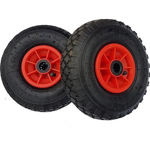 D&F - Set da 2 ruote pneumatiche 3.00-4, con boccola 2PR, dimensioni 260 x 85 mm, ricambio per carretto e carriola, Gomma, nero