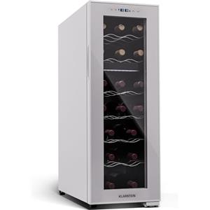 KLARSTEIN Cantinetta Vino Refrigerata a Zona Doppia per Interno/Esterni, Frigo Bar, Cantina Vino con Porta in Vetro, Mini Frigo Silenzioso, Frigorifero Piccolo Touch Control, 5-18°C, 18 Bottiglie