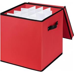 Mobi Lock Scatola per Decorazioni Natalizie con Divisori - Borsa Organizzatrice per Palline di Natale - Contiene 64 Palline - Contenitore in Tessuto Rosso, Durevole e Pieghevole, Senza Vassoio