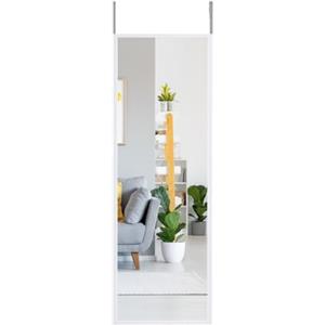 LIFEZEAL 2 in 1 Specchio da Parete Lungo con Gancio Regolabile in Altezza, Rettangolare 107,4 x 36,5 cm per Soggiorno, Camera da Letto, Bagno, Moderno (Bianco)