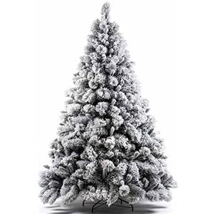 BAKAJI Albero di Natale Super Folto Pino Innevato Bianco con Base a Croce in Metallo Pieghevole di Altissima Qualità, 955 Rami Punte Montaggio Facile con Rami a Innesto (Bianco Gran Sasso, 180 cm)