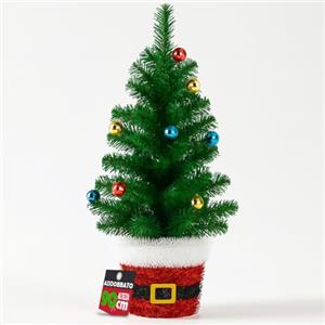 BAKAJI Albero di Natale in Filo con Palline Natalizie, Alberello Natalizio Addobbato con Base Rossa con Cintura di Babbo Natale, Decorazione Natalizia Accattivante per Negozi, Casa, Vetrine (90 cm)
