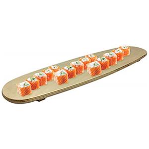 BAKAJI Tagliere Ovale in Legno Vassoio da Portata per Sushi Salumi Formaggi Contorni Colore Legno Naturale Accessori Cucina da Tavola (52 x 14 cm con Piedini)