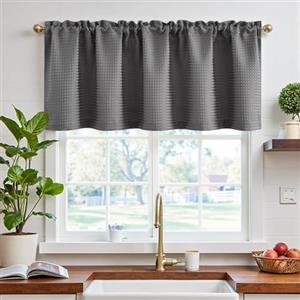 TOPICK Tende Passante tenda da bistrot Filtro della luce porta finestra balcone stile country roulotte corte rustiche soggiorno doccia tenda per interni 2 pezzi 150L x 45A cm, Grigio