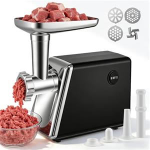 Eirolace Tritacarne Elettrico 4 In 1 Per Salsicce,Verdure,Protezione Silenzioso E Antisurriscaldamento,In Acciaio Inossidabile,Macina Carne Elettrico Con 3 Piatti Di Taglio E Insaccatrice Per Salsicce
