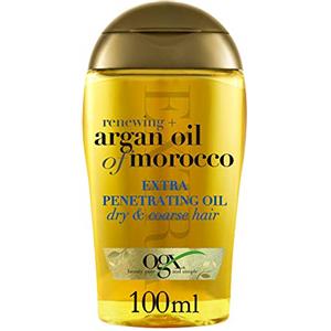 OGX Renewing + Argan Oil of Marocco Extra Penetrating Oil, Olio di Argan per capelli morbidi, setosi e luminosi, Olio per capelli secchi, spessi e danneggiati con azione idratante, 100 ml