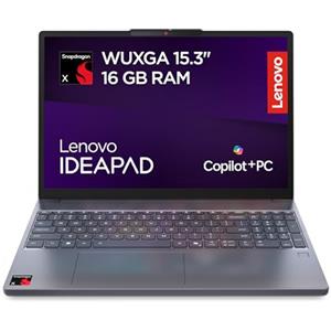Lenovo IdeaPad Slim 3 Copilot+ PC Notebook 15.3'' IPS WUXGA (1920x1200) Snapdragon X X1-26-100, 16GB RAM LPDDR5X, 512GB SSD, WiFi 6E, Windows 11 Home, Laptop Sottile per Lavoro, Studio, Multitasking