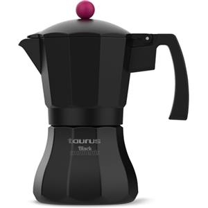 Taurus Black Moments 12 - Moka, 12 tazze, base e filtro in acciaio inossidabile, impugnatura ergonomica, valvola di sicurezza, chiusura in silicone per una maggiore sicurezza, per tutti i fuochi, nero