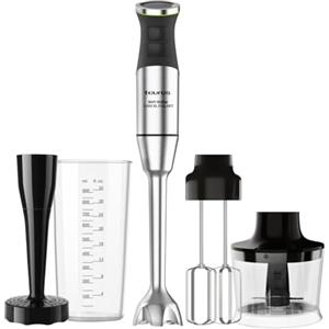 Taurus - Frullatore a Immersione Bapi 1500 Luxe XL, 1500W, 20 Velocità + Turbo, Lame in Acciaio a Doppio Effetto, Bicchiere Dosatore 900 ml, Tritatutto 350 ml, Doppio Emulsionatore, Passaverdure