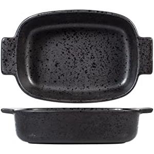 H&H Pirofila Rettangolare, Stoneware, Nero, 19x14xH5cm