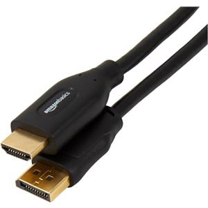 Amazon Basics Cavo da DisplayPort (Sorgente) a HDMI (Display), unidirezionale, 4k a 30 Hz, 1920 x 1200, 1080p, connettori placcati Oro, 1.8 m, Nero