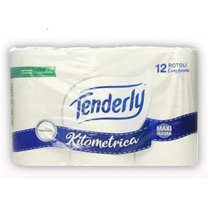 Tenderly Kilometrica, 48 Rotoli di Carta Igienica (4 conf. da 12 rotoli), 2 Veli, 500 Strappi per Rotolo, Dermatologicamente Testato, Made in Italy