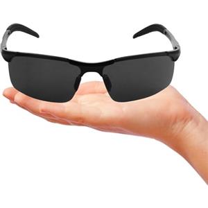 HYTROVE Occhiali da Sole Uomo Neri in Plastica Protezione UV e Design Antivento per Festa Estiva e Sport All'aperto come Ciclismo e Motocross