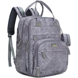 BabbleRoo Zaino per pannolini - Borsa da viaggio per bambini Essentials -Borsa per pannolini impermeabile viaggio con fasciatoio, cinghie per passeggino e custodia per ciuccio - unisex, colore grigio