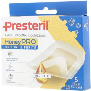 Corman Cerotto Idroattivo Cicatrizzante Presteril Honeypro 5x7 cm - 5 Pezzi, Gel a Base di Miele, Antinfiammatorio e Antimicrobico