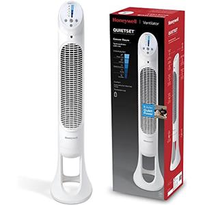 Honeywell Ventilatore a torre oscillante per l'intera stanza Honeywell QuietSet (5 impostazioni di velocità, oscillazione a 80°, timer, luci a spegnimento automatico, telecomando) HYF260