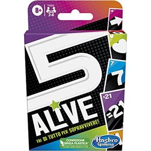 Hasbro Gaming 5 Alive, Gioco di Carte per Famiglie e Amici, per Bambini e Bambine dagli 8 Anni in Su, Strategia e Divertimento, da 2 a 6 Giocatori