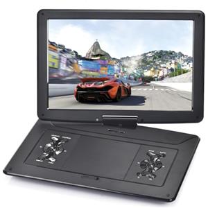 YOOHOO Lettore DVD portatile da 18 "on schermo girevole HD da 15,6 ", batteria ricaricabile integrata, supporta tutte le regioni, multi regione, lettori DVD per bambini, auricolari