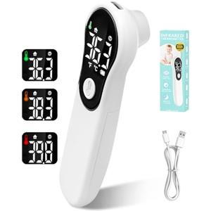 Beurer Termometro Febbre Senza Contatto Digitale, per Neonato Bambini Adulti, Termometro Frontale con Allarme Febbre, Lettura Istantanea 1s, °C/°F(Bianco)