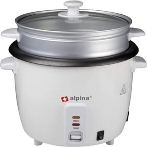 Alpina BSJ18-ZPDA - Cuocere Riso, 1,8 Litri, 700 Watt, con Spia di Controllo del Calore, Colore: Bianco