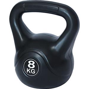 BAKAJI Kettlebell 8 Kg di Peso in PVC e Cemento per Palestra, Fitness, Riabilitazione, Esercizio, Allenamento Forza, Impugnatura Ergonomica Anti-Scivolamento, Fondo Piatto per Maggiore Stabilità