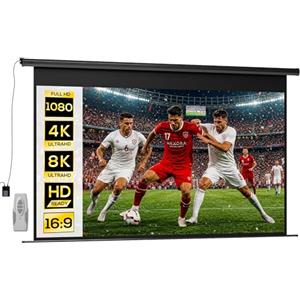 HOMCOM Telo Proiettore Motorizzato da 120 Pollici 4K HD Formato 16:9, Schermo Proiettore Motorizzato Elettrico con Telecomando, Telo Videoproiettore per Casa, Cinema, Ufficio, Home, Esterno, Nero