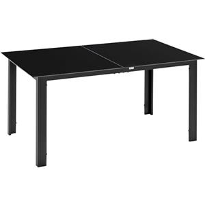 Outsunny Tavolo da Giardino con Piano in Vetro Temperato 150x90 cm per 6 Persone, Tavola da Pranzo da Esterno Rettangolare in Alluminio, per Patio, Terrazzo, Balcone, Nero